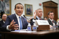 <p>When United Airlines passenger David Dao was forcibly removed from a flight to make room for airline staff, a video of the struggle swept the internet. CEO Oscar Munoz sought to justify the action as Dao was “disruptive” and “belligerent” but was forced to backtrack after days of bad publicity before offering a full apology. (Chip Somodevilla/Getty Images) </p>