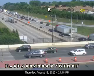 Cameras at South 76th Street showed traffic moving slowly on Interstate 43 because of a crash that closed all eastbound lanes at South 27th Street.