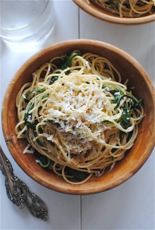 <strong>Get the <a href="http://bevcooks.com/2012/12/spaghetti-with-kale-and-lemon/" target="_blank">Spaghetti with Kale and Lemon recipe</a> from Bev Cooks</strong>
