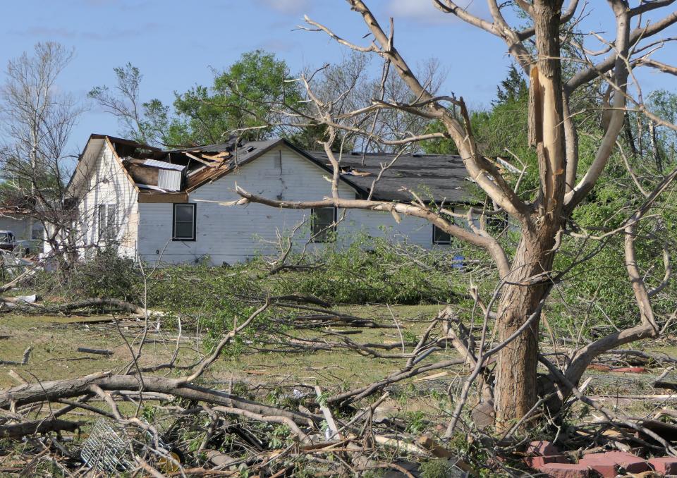 A roof was blown off a house by a tornado Friday in Andover.