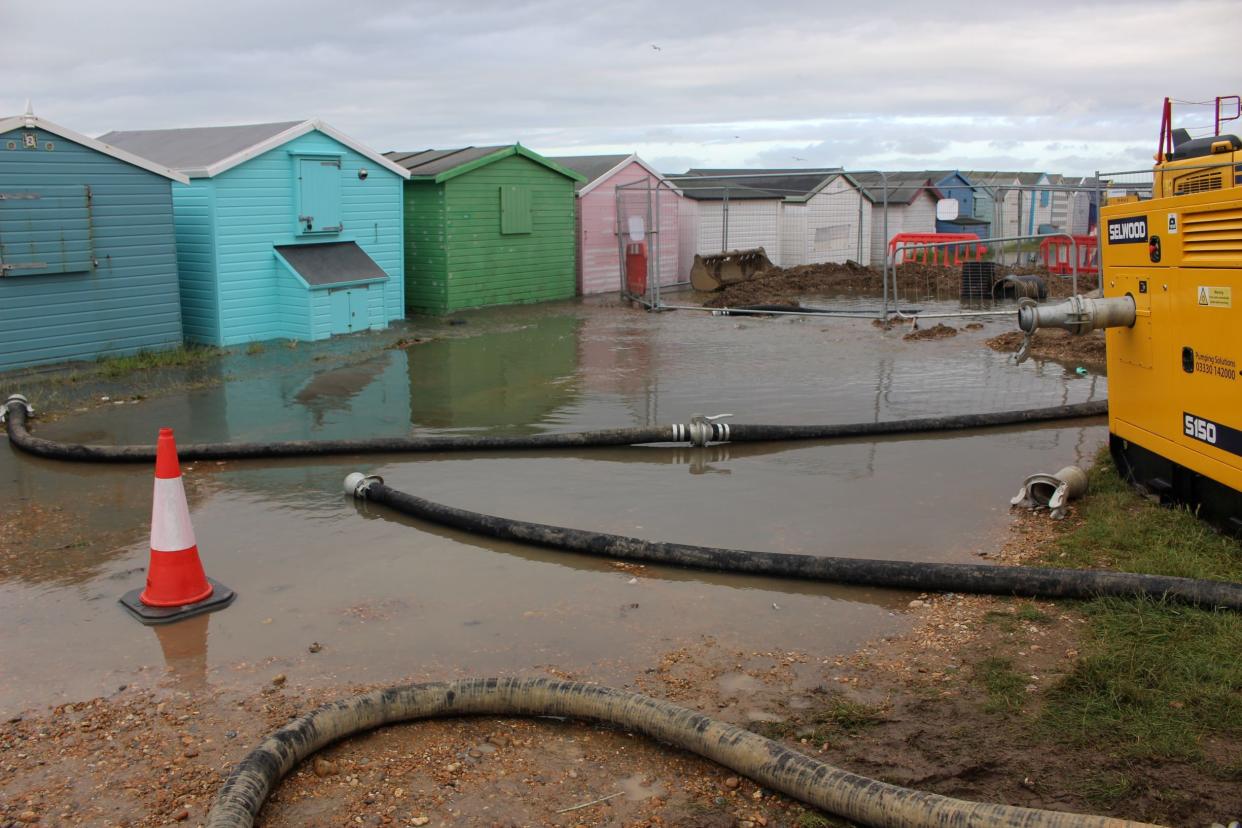 Raw sewage was seen flooding around the beach huts on St Leonard's seafront (swns)