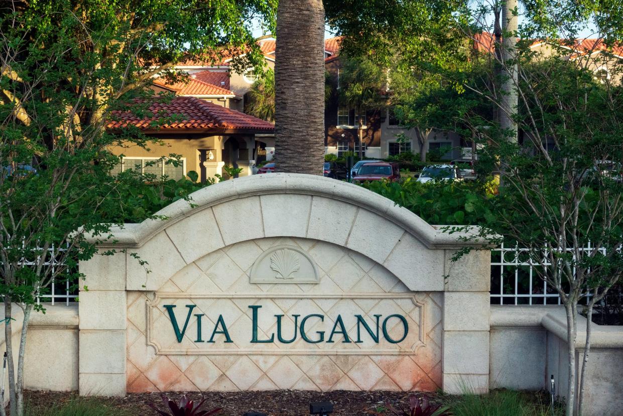 The Via Lugano apartment complex Wednesday, May 12,2021, where a Boynton Beach police officer shot and killed a man while responding to a domestic incident Tuesday night. 