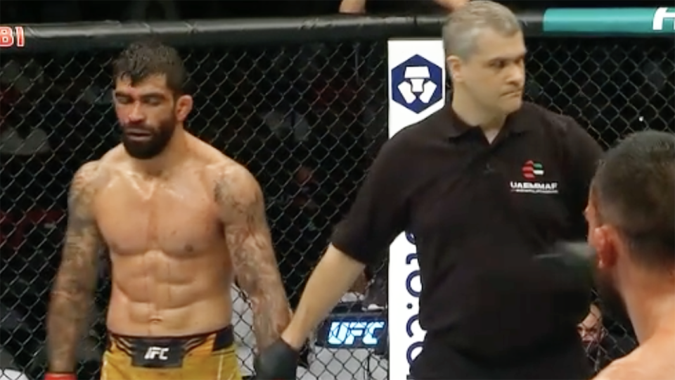 UFC referee Vyacheslav Kiselev has been fiercly criticised in the MMA world for his conduct during Elizeu Dos Santos' victory over Benoit Saint-Denis. Pictures: UFC/ESPN