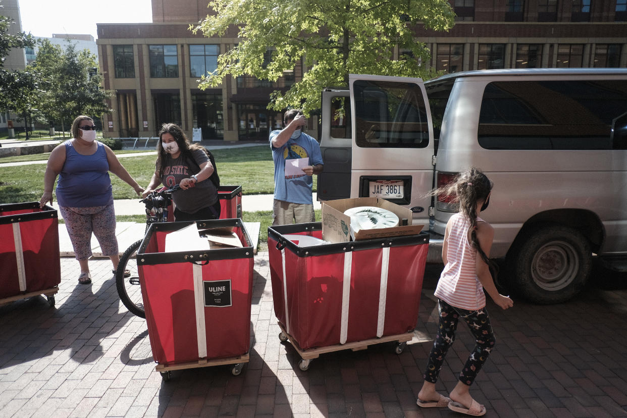 Incoming students began moving in on the OSU campus on Aug. 13, 2020 in Columbus. (Matthew Hatcher/Getty Images)