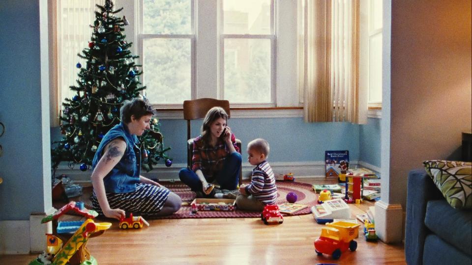 This photo provided by courtesy of Magnolia Pictures shows, Lena Dunham, left, and Anna Kendrick, in a scene from the film, "Happy Christmas," a Magnolia Pictures release. (AP Photo/Magnolia Pictures)