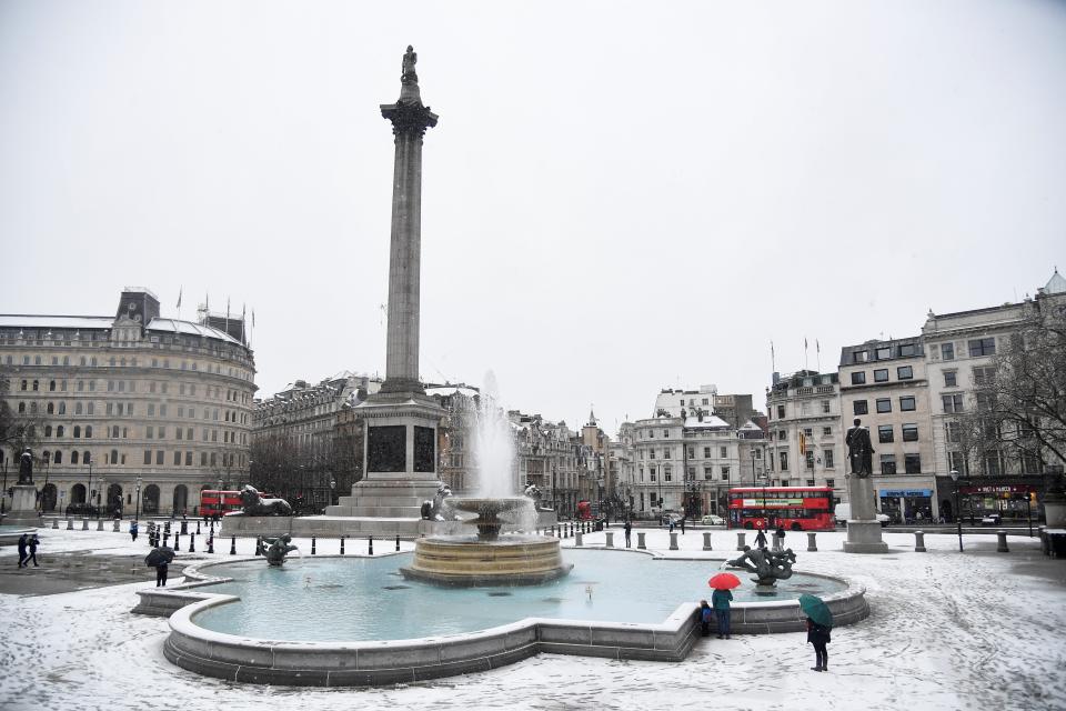 Central London was dusted with snow over the weekendREUTERS