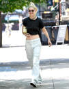 <p>Gigi Hadid takes a walk through N.Y.C.'s SoHo neighborhood on July 19.</p>
