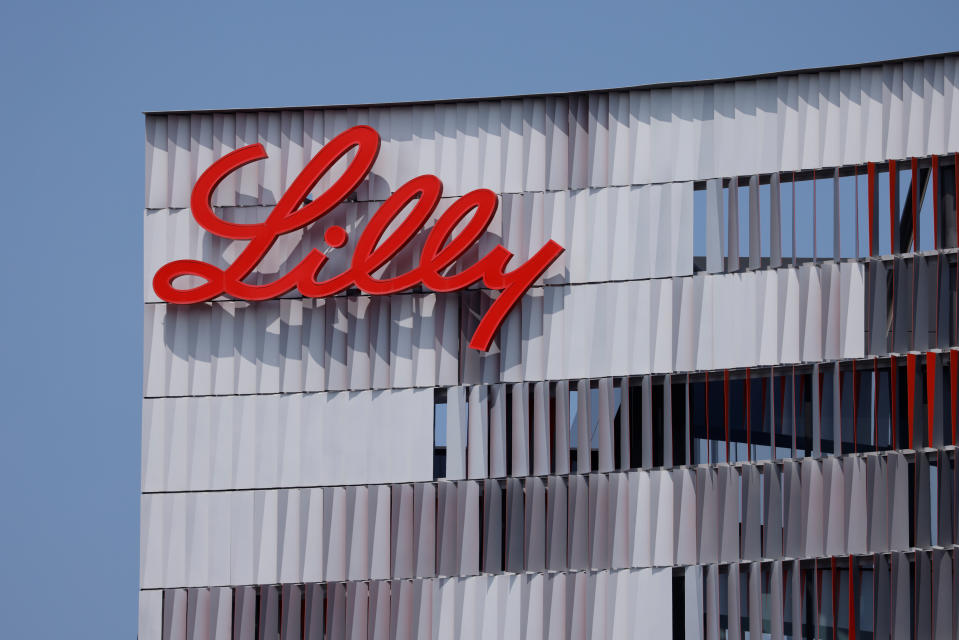 Eli Lilly logo is shown on one of the company's offices in San Diego, California, U.S., September 17, 2020. REUTERS/Mike Blake