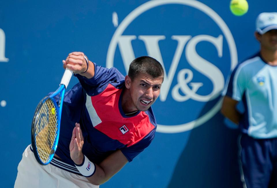 Alexei Popyrin of Australia beat Emil Ruusuvuori of Finland 6-2, 1-6, 6-3 during the 3rd round of the Western & Southern Open at the Lindner Family Tennis Center in Mason Thursday, August, 17, 2023.