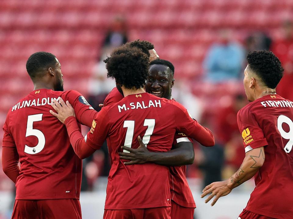 Liverpool celebrate Naby Keita's impressive finish: Liverpool FC via Getty Images