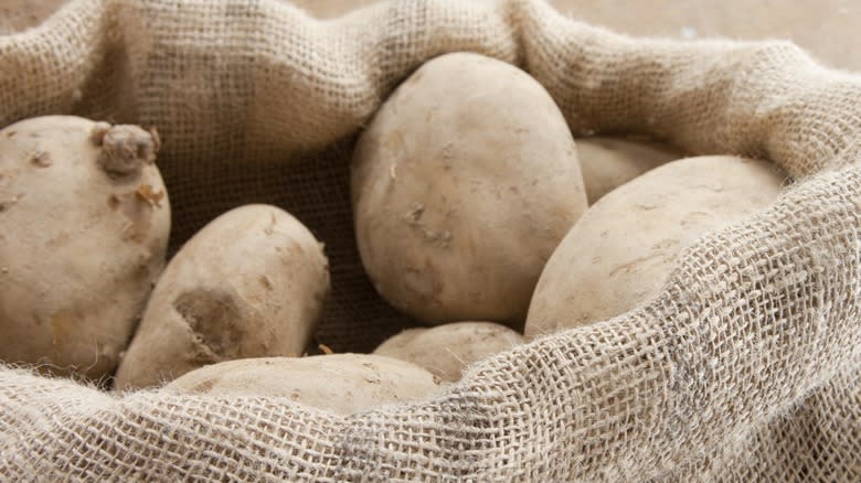 Hessian sack full of potatoes