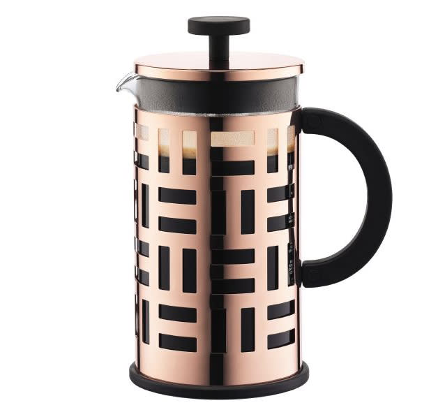 Kaffee sieben und schick servieren: zum Beispiel mit der French Press “Eileen” von Bodum. Preis: rund 50 Euro. (Bild: Bodum)