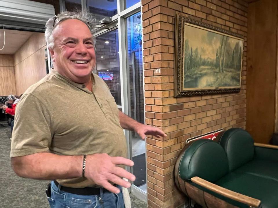 Leather Helmet Grill is a new downtown Canton restaurant and bar. Owner Tom Ascani said he plans to decorate the inside with photos and memorabilia honoring the city's early professional football heritage.