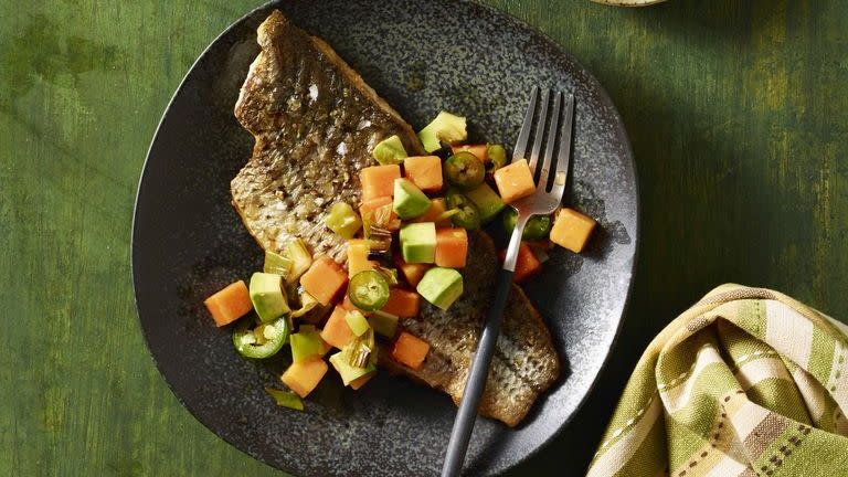 best healthy dinner recipes bass with papaya relish