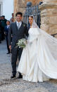 <p>On May 28 2016, Lady Charlotte Wellesley and Alejandro Santo Domingo tied the knot in a Spanish ceremony. The bride donned a cold-shoulder dress by Emilia Wickstead and accessorised the look with a sweeping veil. Close friend, Camilla Parker-Bowles, was in attendance. <em>[Photo: Getty] </em> </p>