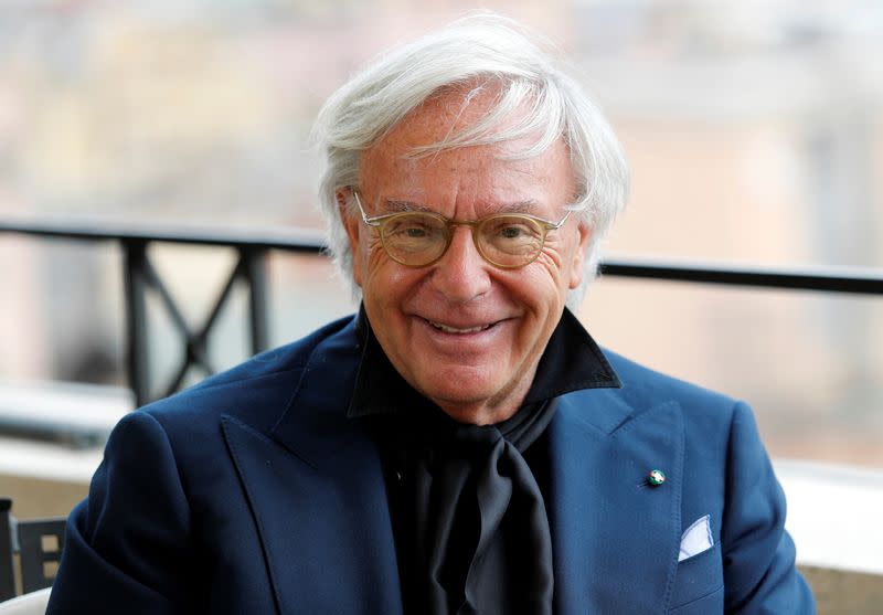 Tod's Chairman Della Valle gestures during an interview in Rome