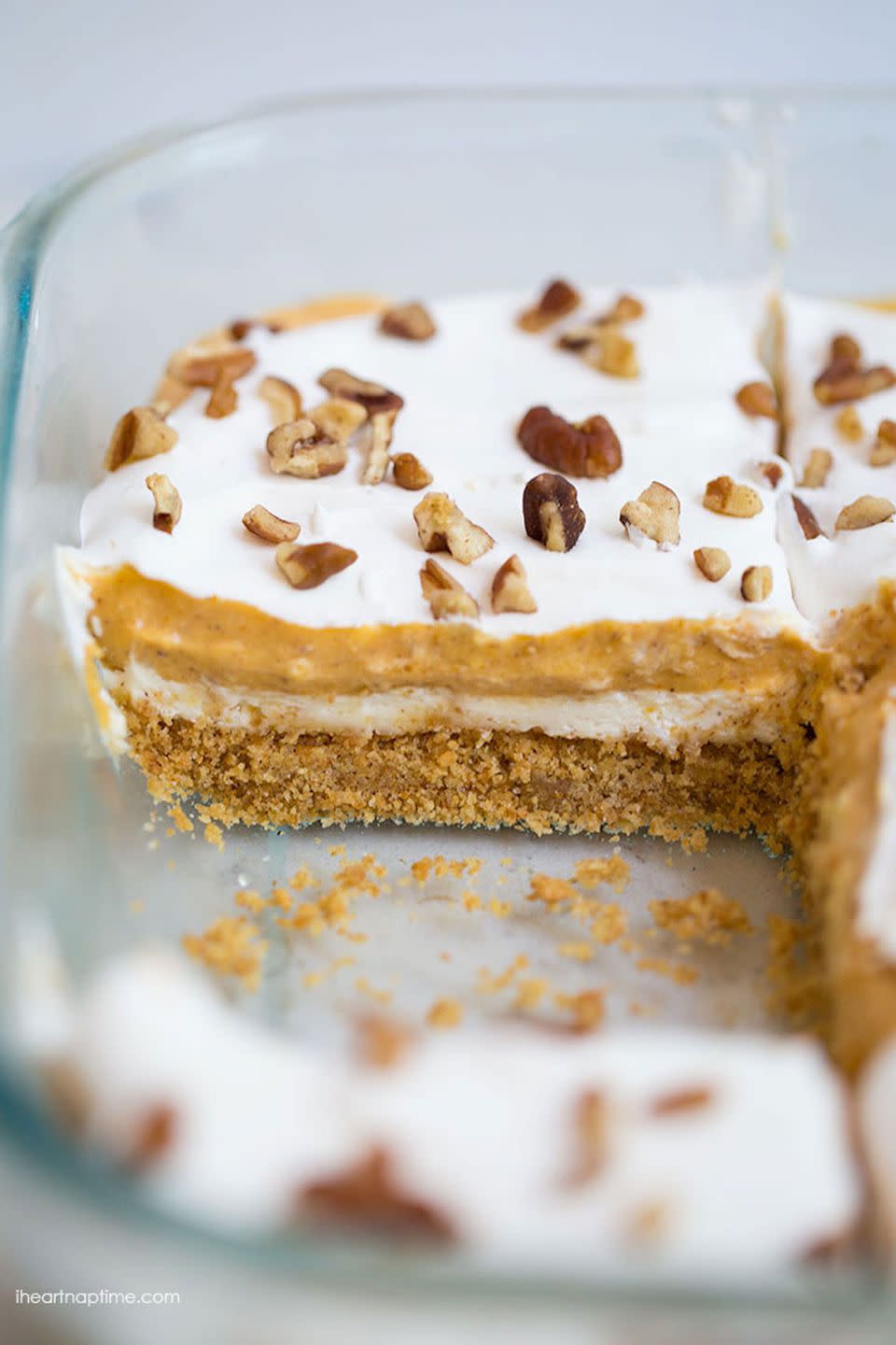 <p>Dig into this amazing dessert. Bonus-there's no oven needed!</p><p><strong>Get the recipe at <a href="http://www.iheartnaptime.net/pumpkin-cheesecake-lasagna/" rel="nofollow noopener" target="_blank" data-ylk="slk:I Heart Naptime;elm:context_link;itc:0;sec:content-canvas" class="link ">I Heart Naptime</a>. </strong></p>