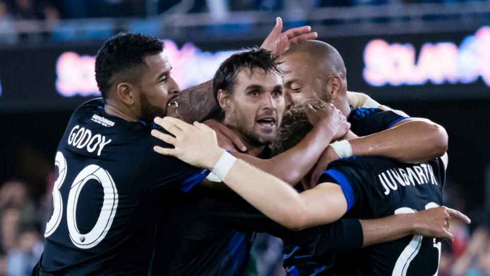 Just as Chris Wondolowski (center) stars for the Quakes on the field, the franchise is hoping Alan Ortega will be a star on the e-pitch. (Sporting News)