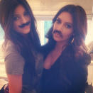 Celebrity photos: Kim Kardashian and her sister Kylie tweeted this picture of themselves sporting fake moustaches. Kim revealed the comedienne in her with the caption: “I mustache you a question...but I'll shave it for later.”