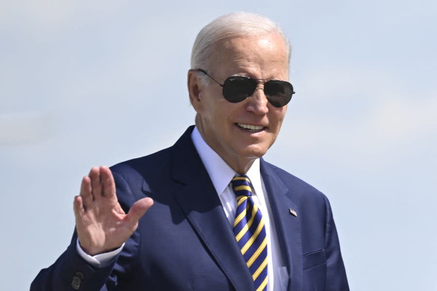 U.S. President Joe Biden arrives to board Air Force One at Joint Base Andrews in Maryland, on Aug. 15, 2023. (Photo by ANDREW CABALLERO-REYNOLDS/AFP via Getty Images)