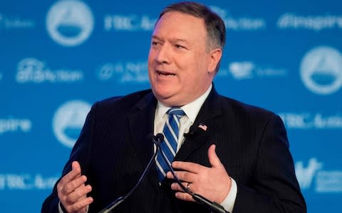 Mike Pompeo, the US secretary of state, said eight countries would get waivers to the sanctions - Credit: JIM WATSON/AFP/Getty Images