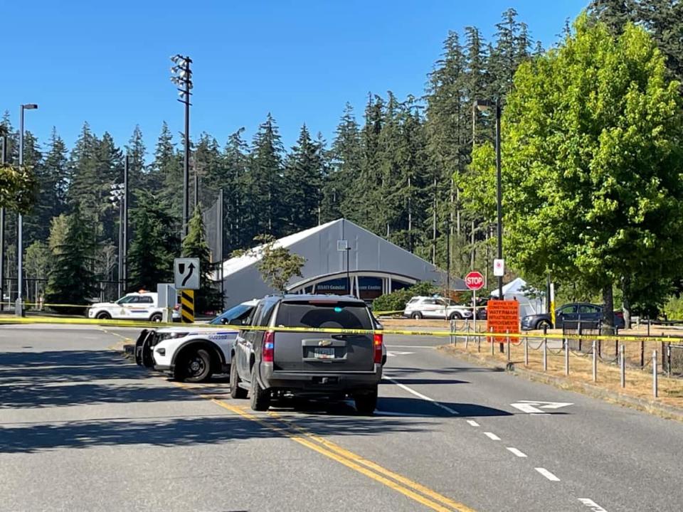 RCMP responded to a report of a shooting at South Surrey Athletic Park around 2:45 p.m. Saturday and found three men suffering from gunshot wounds.  (Sohrab Sandhu/CBC - image credit)
