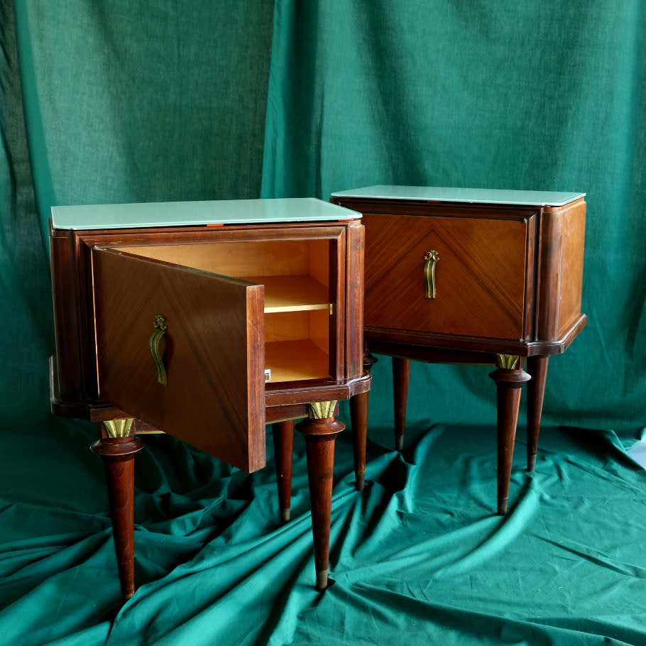 Here’s a great example of the perfectly picked vintage wares: a pair of Italian bedside tables.