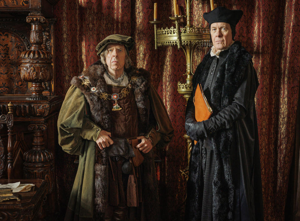 (L-R) Duke of Norfolk (Timothy Spall), Stephen Gardiner (Alex Jennings)