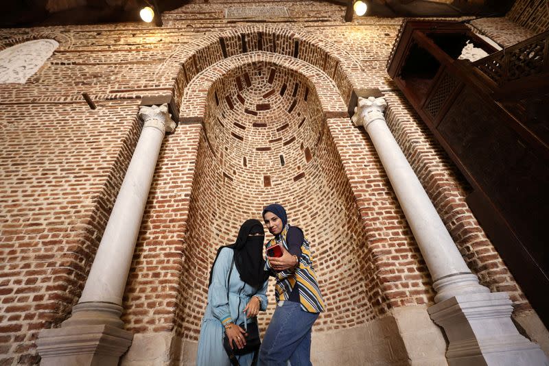 Egypt reopens the historic Mosque of al-Zahir Baybars after the completion of renovation work, in Cairo