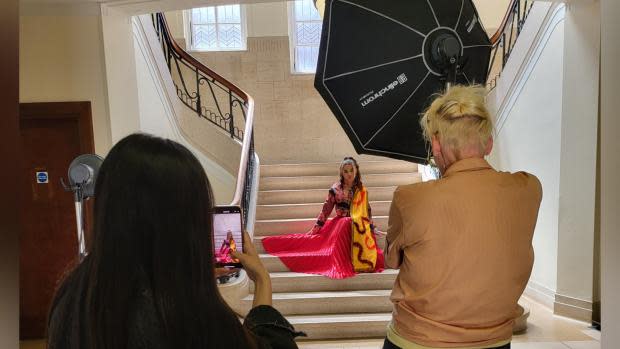 Lancashire Telegraph: Lamissah being photographed at Padiham Town Hall