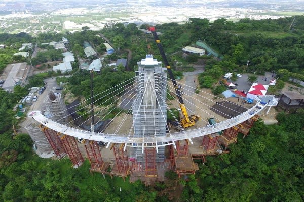 步道迴廊以偏心懸吊式將步道懸吊在半天空中，可讓遊客漫步於天空迴廊上（圖／高雄市觀光局）