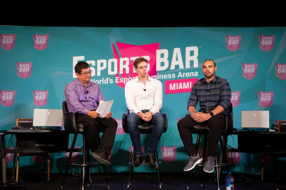 Left to right: Dean Takahashi of GamesBeat, Stuart Saw of Endeavor, and Joe Barnes of Anheuser Busch.