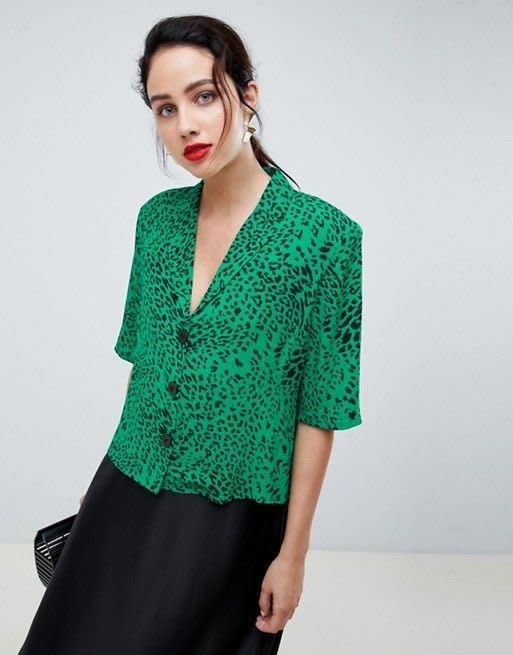 <strong><a href="http://us.asos.com/gestuz/gestuz-leopard-print-shirt-with-shoulder-pads/prd/10332271" target="_blank" rel="noopener noreferrer">Gestuz leopard print shirt with shoulder pads</a>, $157</strong>