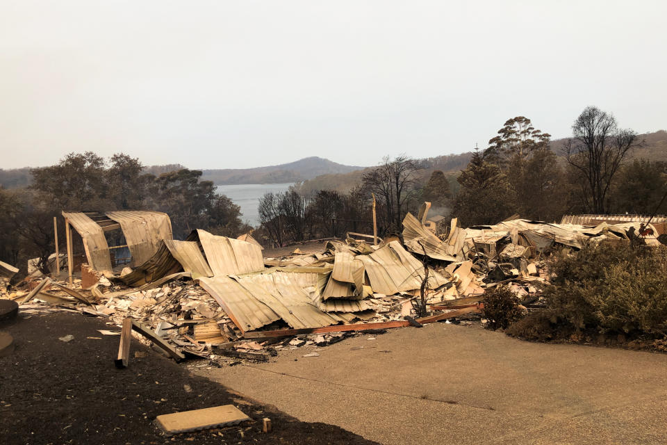 A property impacted by the Currowan Fire in Conjola Park shown in January.