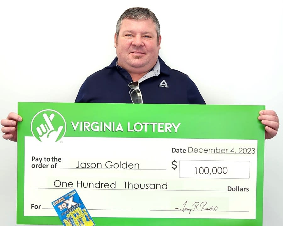 Jason Golden, sixth winner of 10X the Money game (Courtesy: Virginia Lottery)