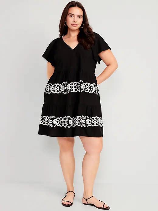 Matching Embroidered Flutter-Sleeve Mini Swing Dress. Image via Old Navy.