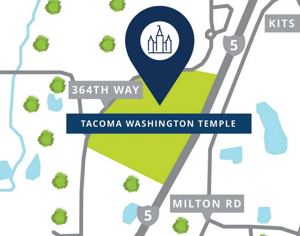 The Tacoma Temple will be built by the Church of Jesus Christ of Latter-day Saints on this 11.6-acre parcel adjacent to Interstate 5.