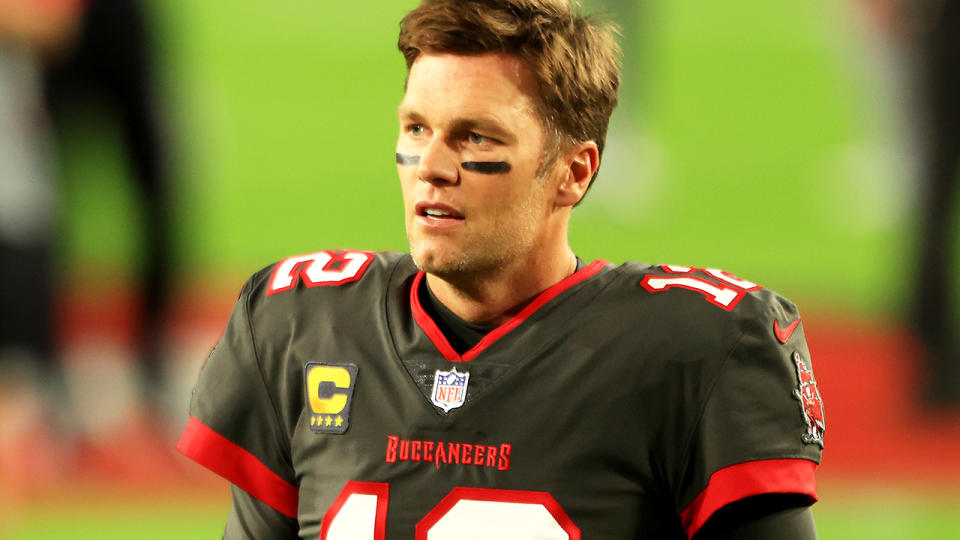 Tom Brady, pictured here in action for Tampa Bay against the Rams.