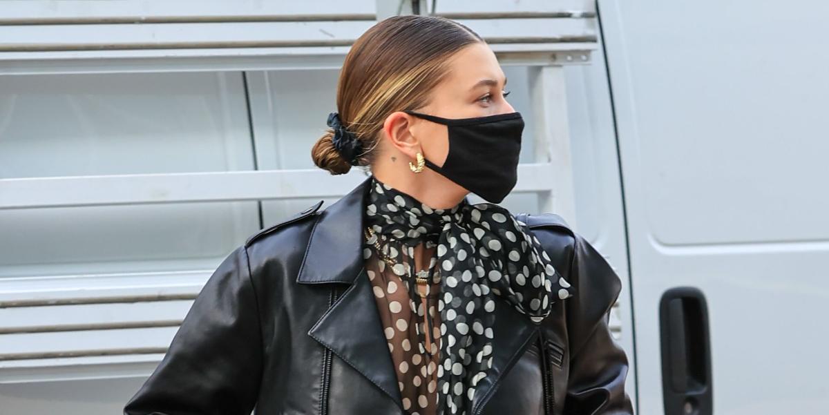 Hailey Bieber wows in skintight black latex YSL leggings and leather jacket  as she steps out in LA