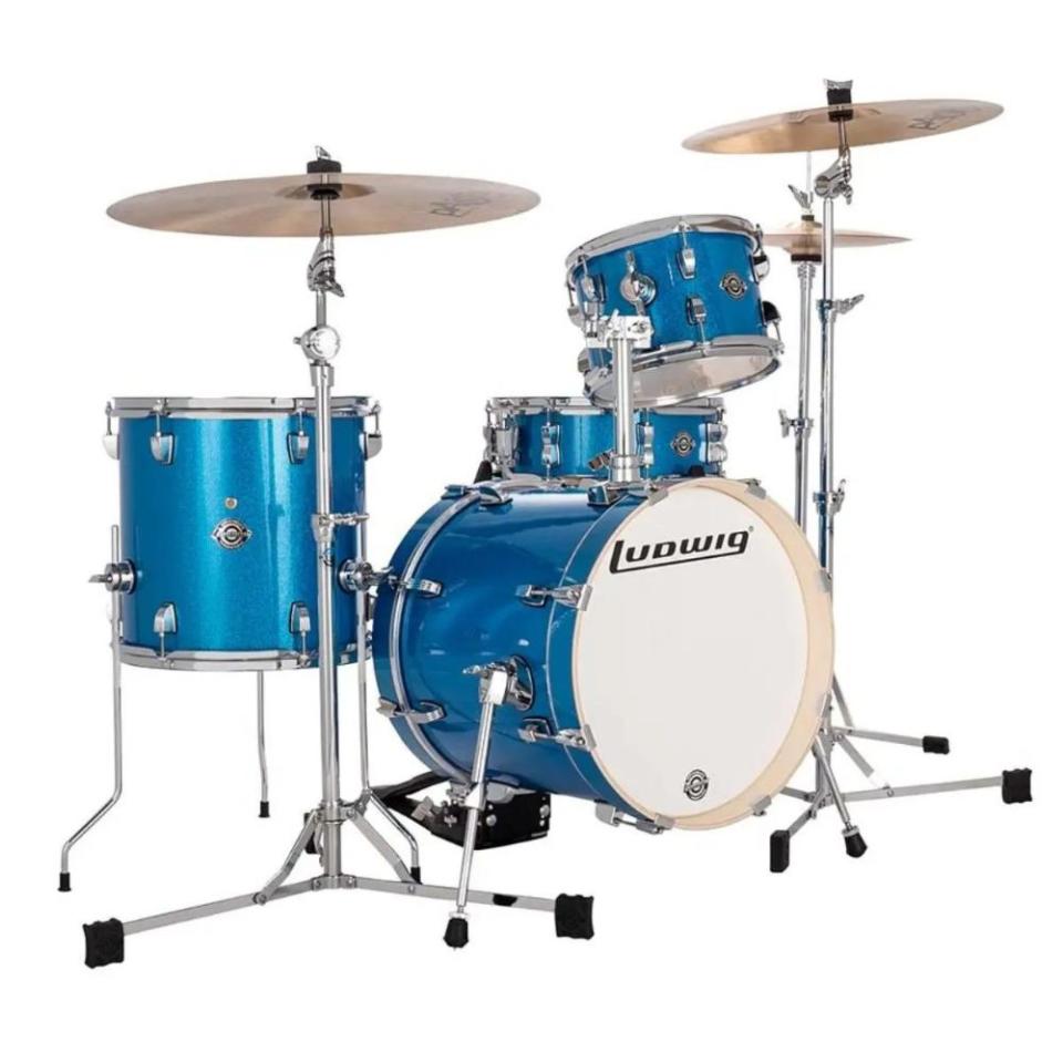 neon light blue drumset