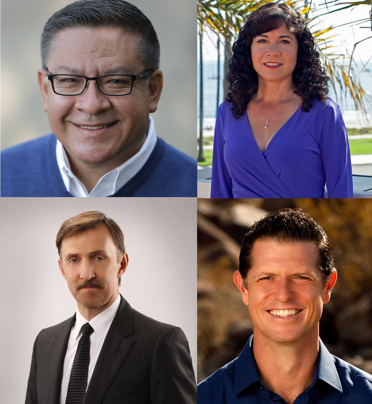 (From top left) Salud Carbajal, Michele R. Weslander Quaid, Brad Allen and Jeff Frankenfield  are running in the June 7 primary to represent the 24th Congressional District.