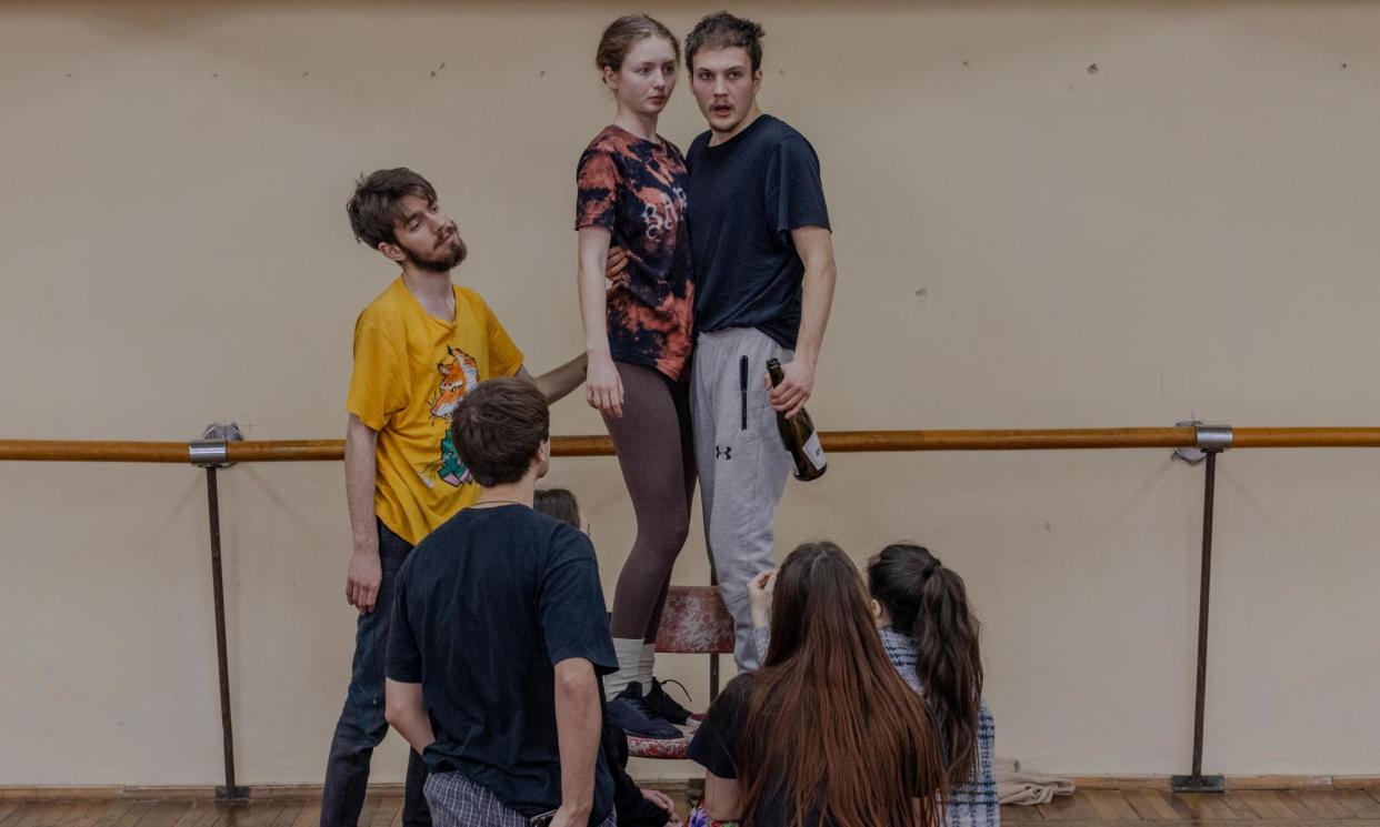 <span>Actors from Mariupol theatre and new recruits rehearse Poets Lived Here, depicting how lives have been changed by the war.</span><span>Photograph: Kasia Stręk/The Guardian</span>