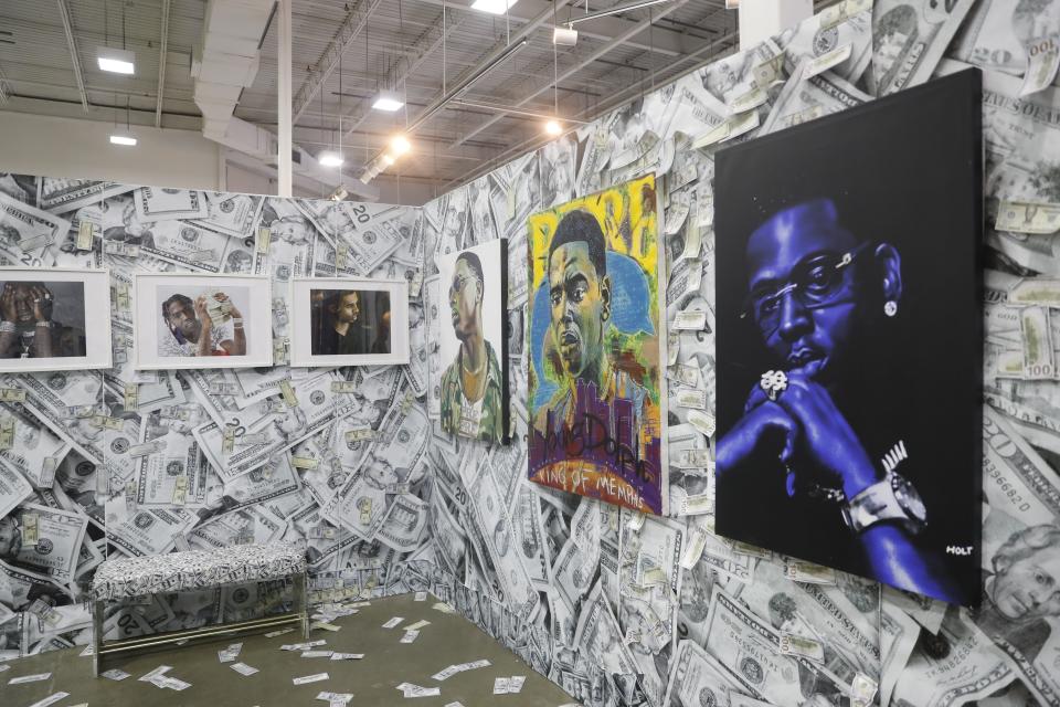 A look inside the Dolphland pop-up museum at the Agricenter in Memphis on May 4. The traveling museum celebrates the creativity, music and legacy of slain Memphis rapper Young Dolph.