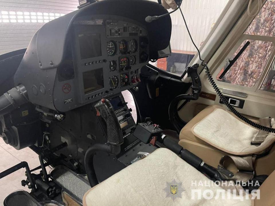 A view of the cockpit of Viktor Medvedchuk's helicopter, seized by Ukrainian police on July 6, 2022