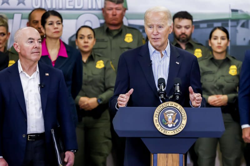 U.S. President Joe Biden speaks at a border patrol station in Brownsville, Texas, on Thursday. Biden met with local leaders, as well as Border Patrol agents, law enforcement personnel and frontline personnel, to discuss a bipartisan measure that was killed in the Senate after former President Donald Trump voiced his opposition to it.

Photo by Adam Davis/EPA-EFE