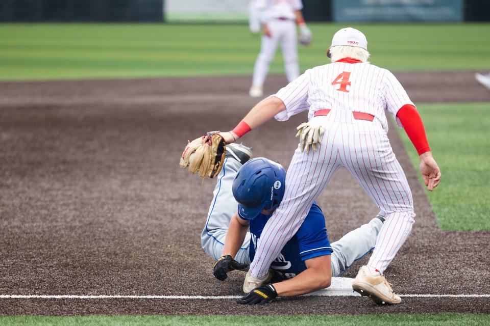 Mountain Ridge plays Bingham during the boys 6A baseball state tournament at UCCU Ballpark in Orem on Monday, May 22, 2023. | Ryan Sun, Deseret News