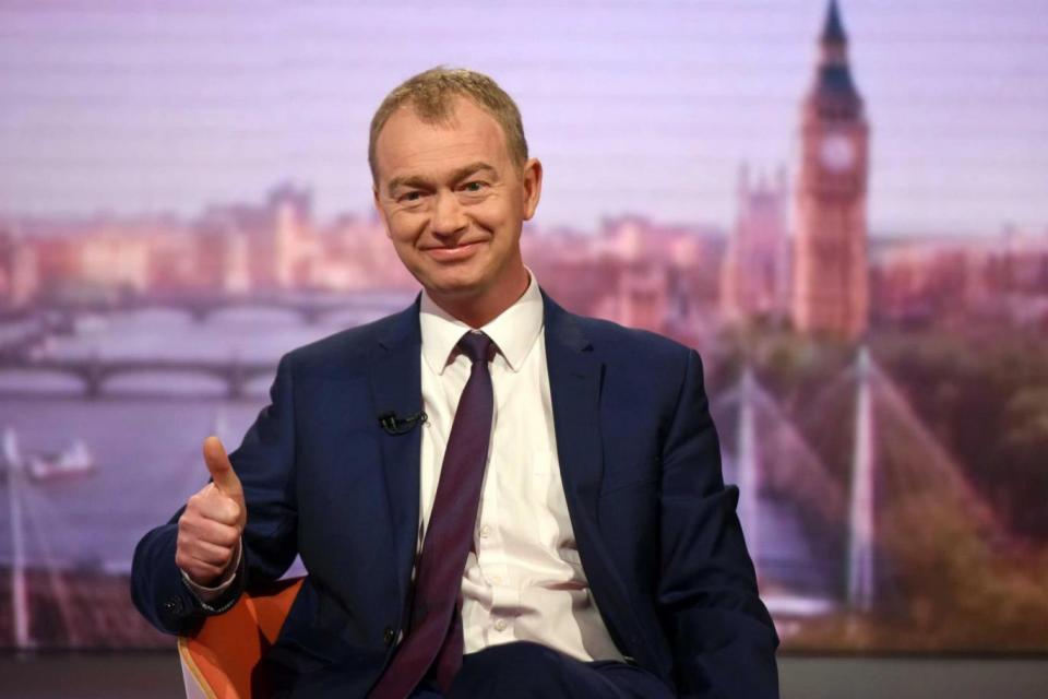 Eurosceptic: Tim Farron appeared on the Andrew Marr show (EPA)