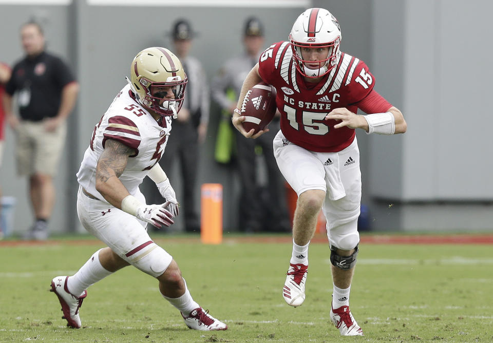 North Carolina State is undefeated. Can it keep the run going against Clemson? (AP Photo/Gerry Broome)