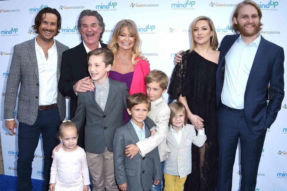 <p>Steve Granitz/WireImage</p> Oliver Hudson, Kurt Russell, Goldie Hawn, Kate Hudson and Wyatt Russell arrives at the Goldie Hawn Hosts Annual Goldie