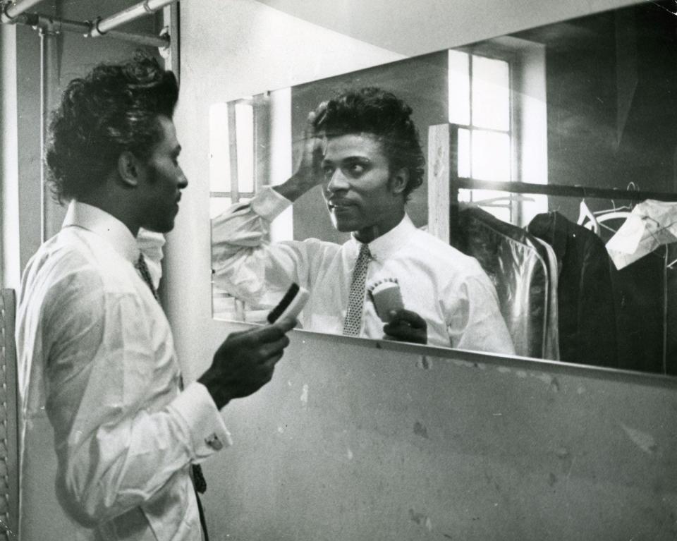 Little Richard always took pride in his flamboyant appearance. Here, he prepares for a show in Los Angeles in 1956.